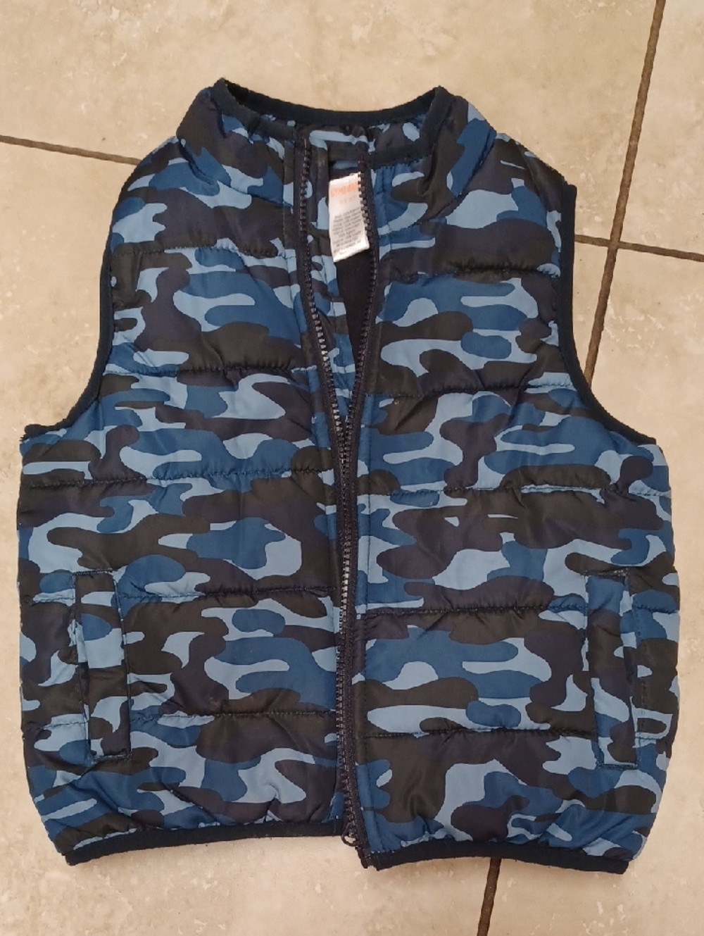 Blue Camo Puffer Vest, Size 3T